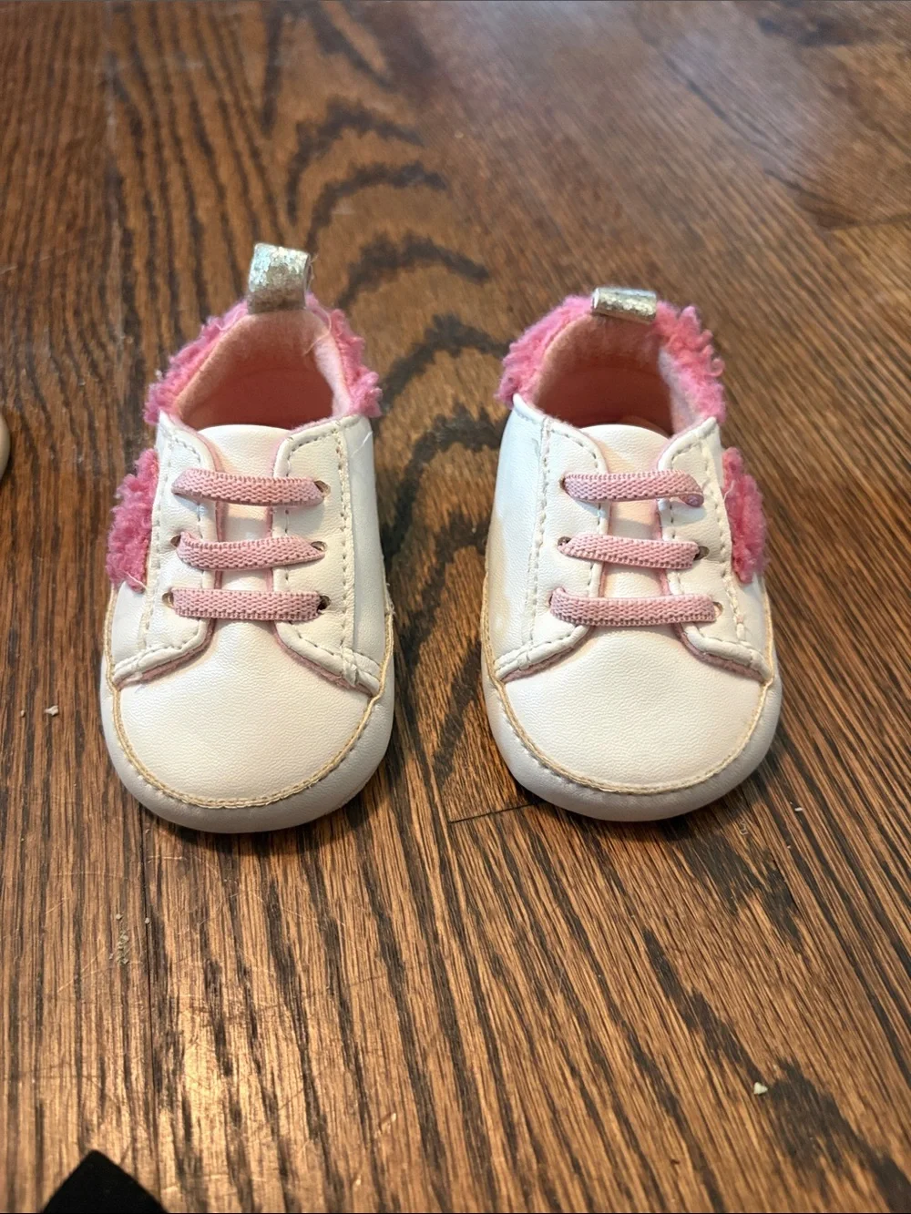 Rising Star White and Pink Fuzzy Trim Baby Walkers